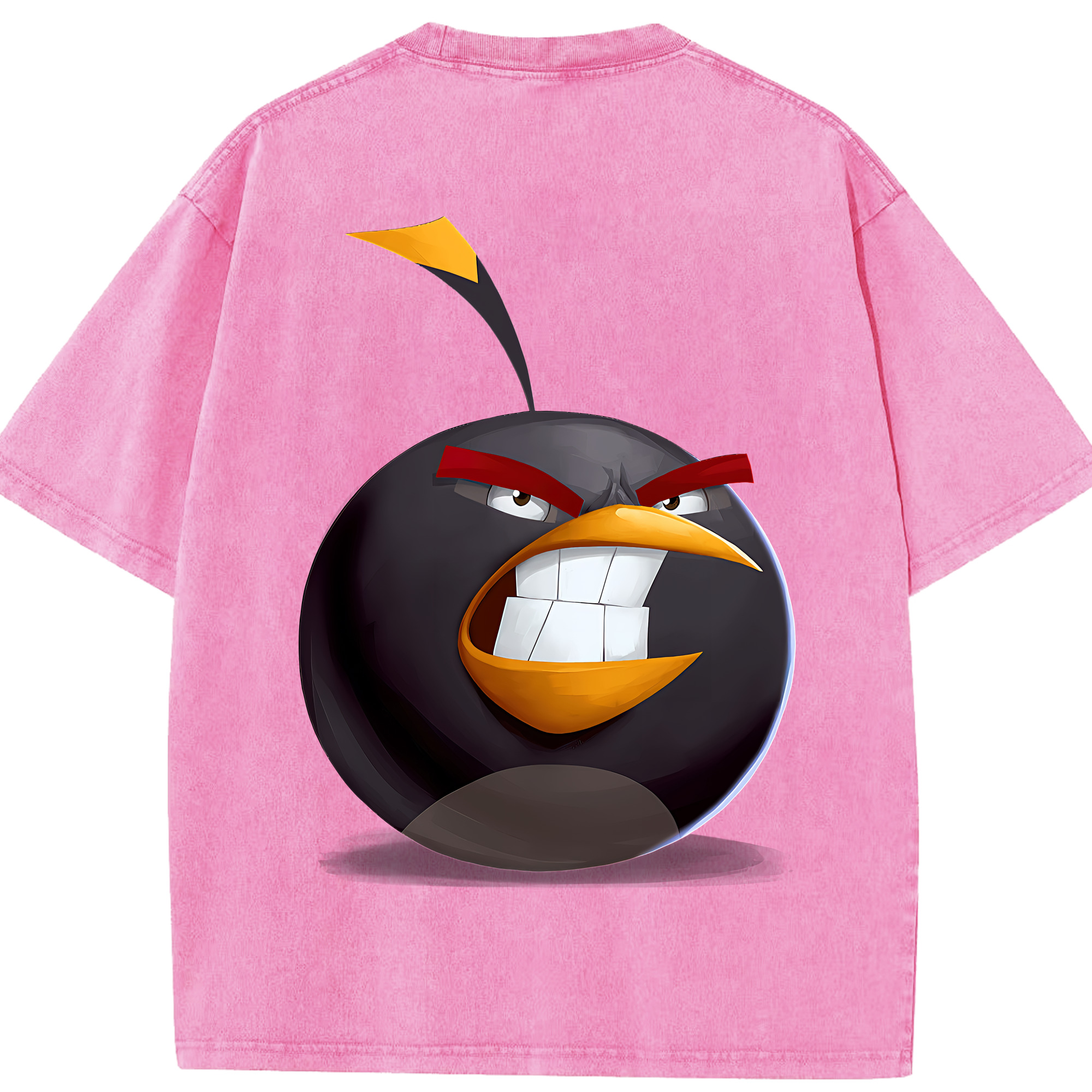 （画像用） Angry Birds アングリーバード 綿100% ヴィンテージ風 半袖Tシャツ（背面プリント）
